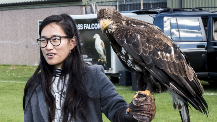 <p>&nbsp;Some students were lucky enough to handle the birds</p>