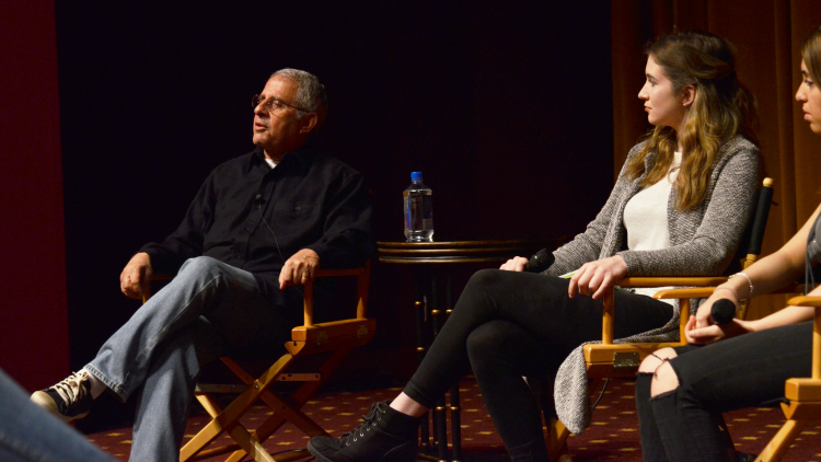 <p>Course representative Evie Gordon interviewing Ron Meyer, the Vice Chairman of&nbsp;NBCUniversal</p>