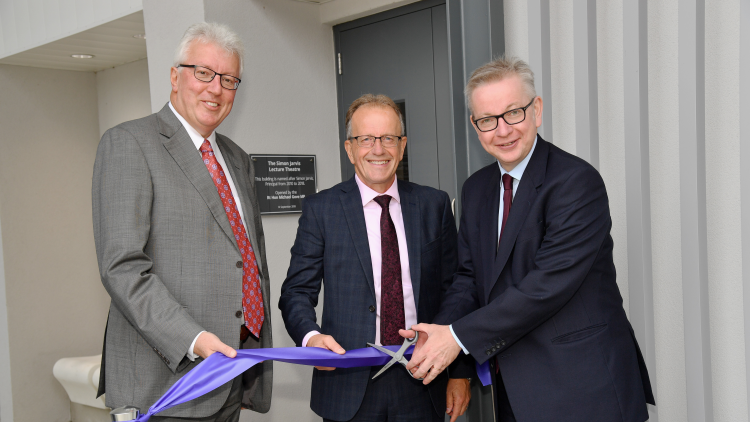 <p>Simon Jarvis with The Rt Hon Michael Gove MP and&nbsp;Andrew Needham, Chairman of the Board of Trustees for The Prospect Trust</p>