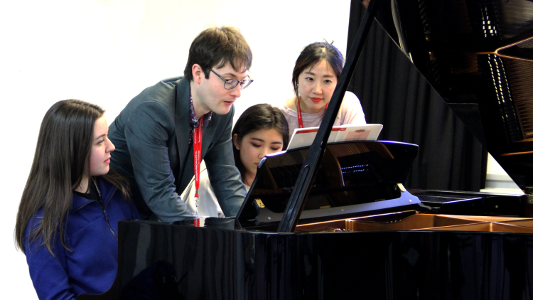 <p>The postgraduate students from the Academy leading a masterclass</p>