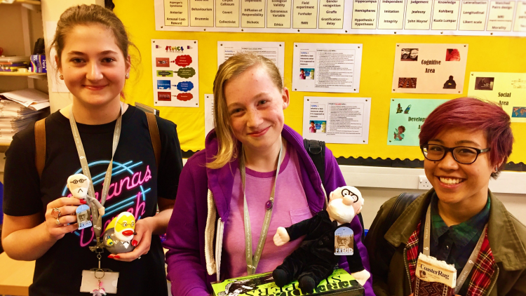 <p>Abby Goad, Selina Hutchins and Amirah Quiday with their prizes</p>