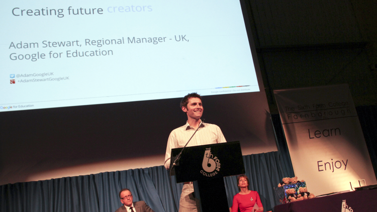 <p>Adam Stewart, UK &amp; Ireland Manager for Google Education speaking on the evening</p>