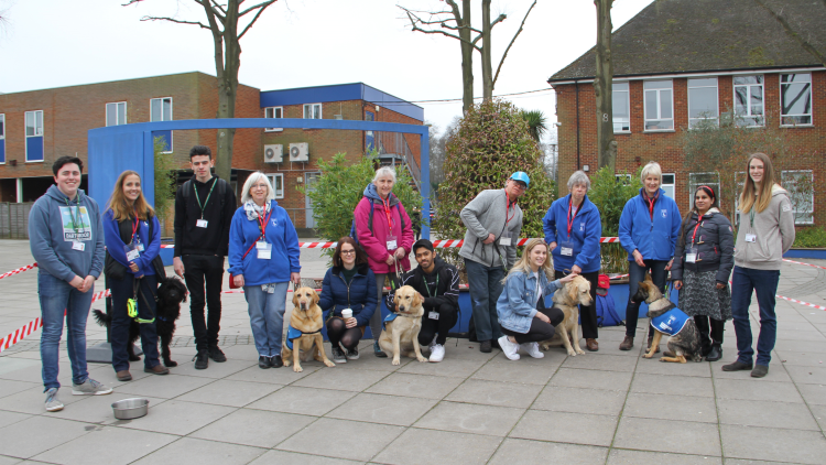 <p>The Student Association with handlers and dogs from the charity Guide Dogs&nbsp;</p>