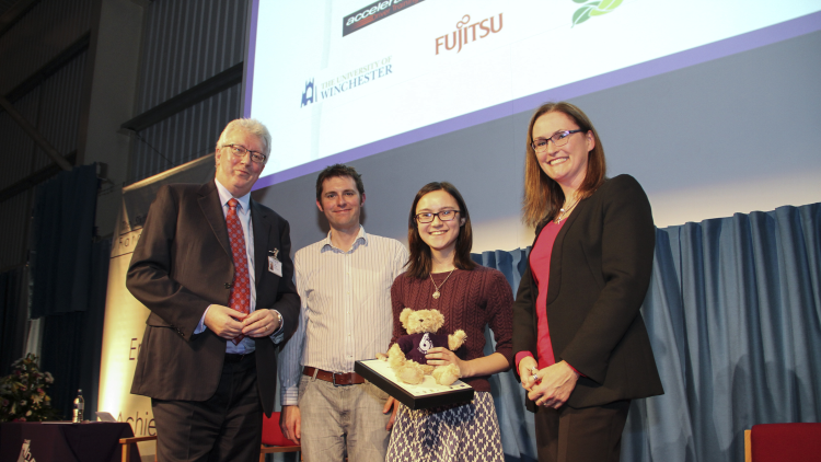 <p>Emily Daborn with her Fluor STEM Student of the Year Award</p>