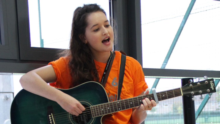 <p>&nbsp;One of the many student buskers performing</p>